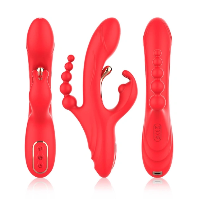 Wibrator Króliczek Trident Red Four-point Vibration B - Series Joy Czerwony | 100% ORYGINAŁ| DYSKRETNA PRZESYŁKA